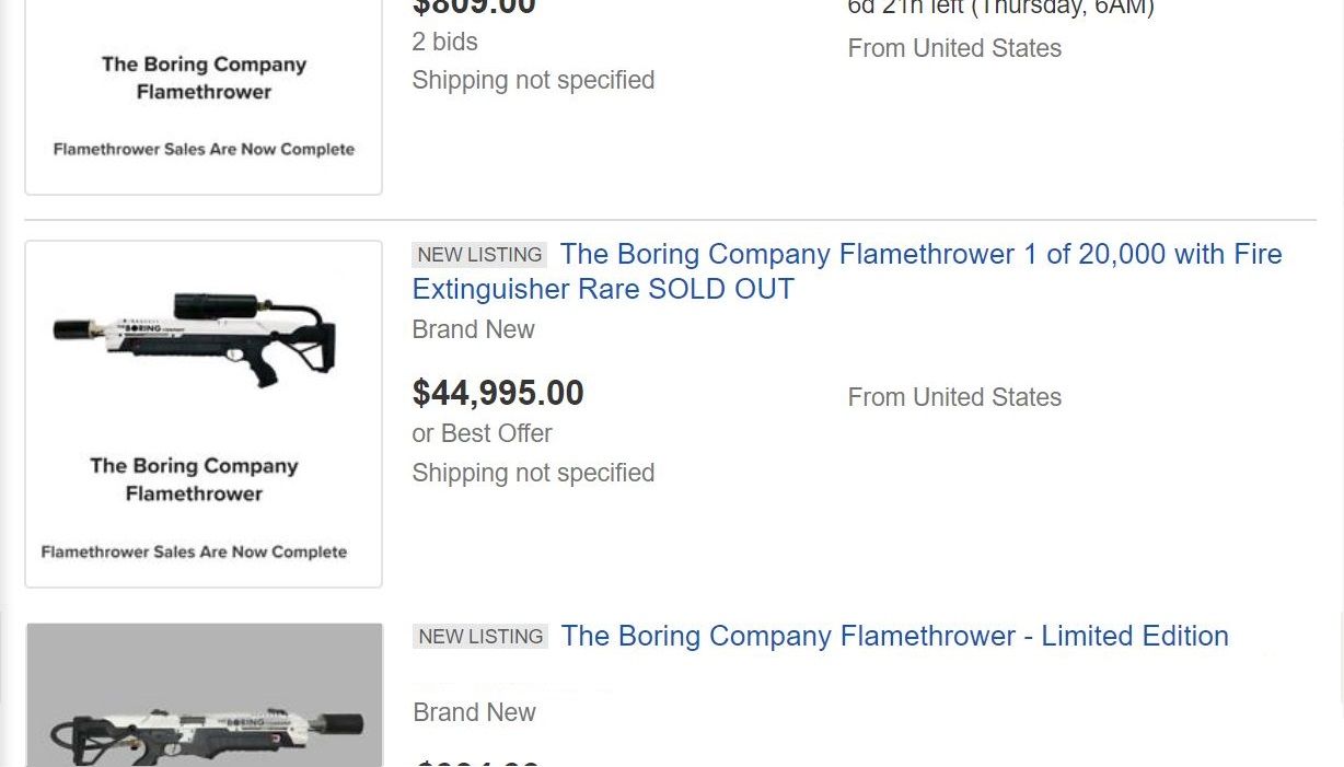 Elon Musk S Boring Company Flamethrowers Sell Out But You Can Still Get One On Ebay For A Price