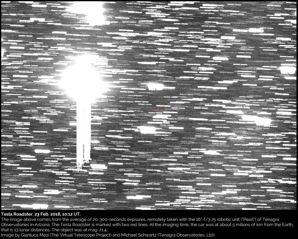 Spacex Falcon Heavy Astronomers Capture Elon Musks Tesla