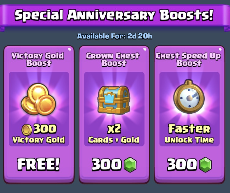 Clash, royale, victory, gold, anniversary, event, modern, retro, challenge, free, chest