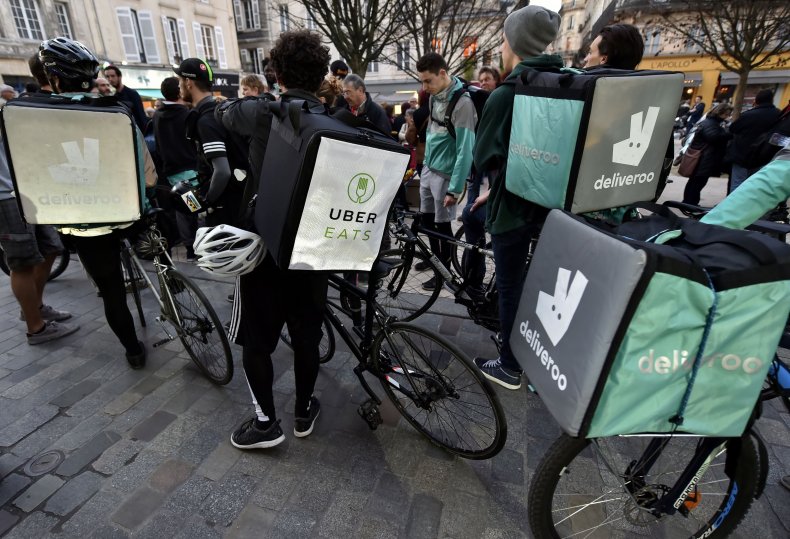 GettyImages-653583136 Deliveroo and Uber Eats riders protest
