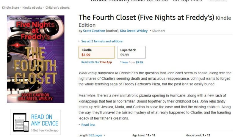 FNaF Fourth closet product page
