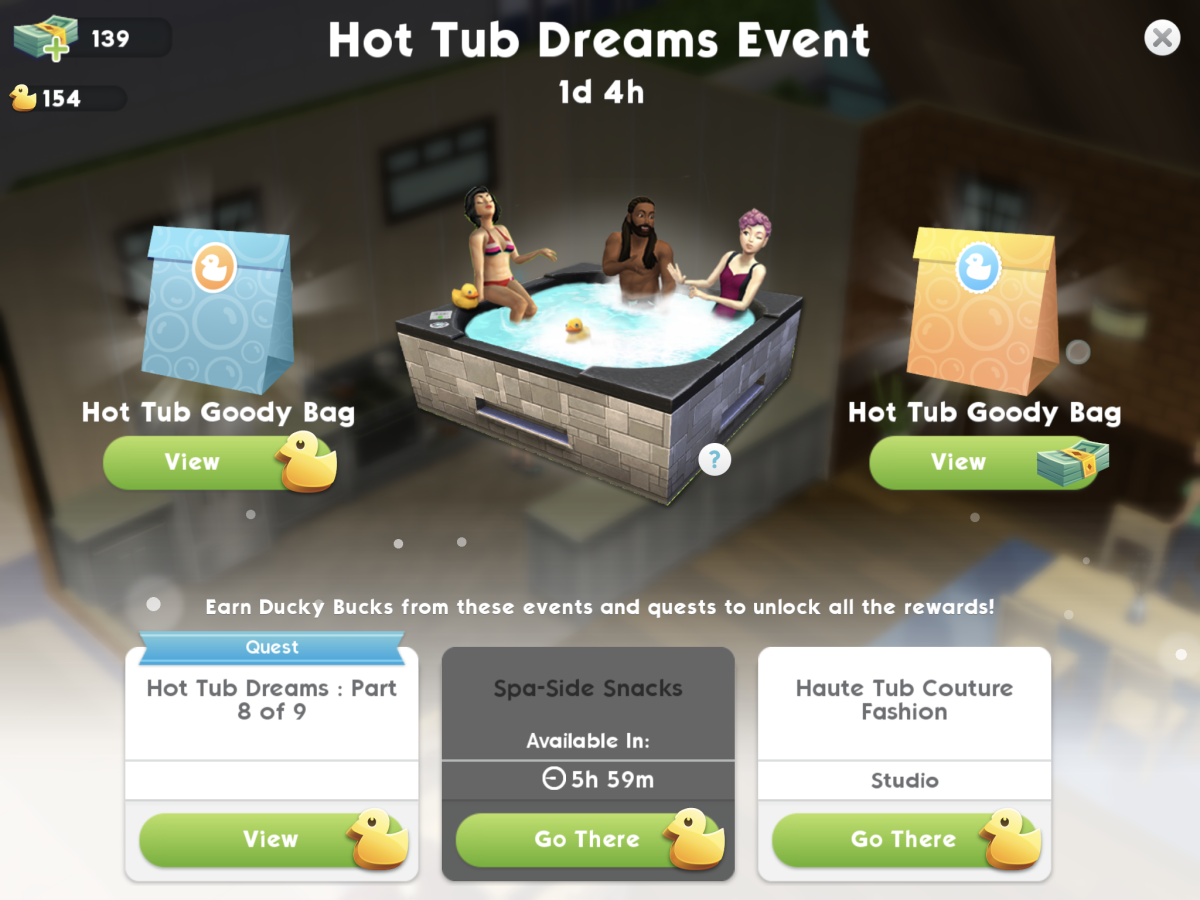 the sims mobile what are special events how to complete hot tub dreams tips guide cheats rewards end time
