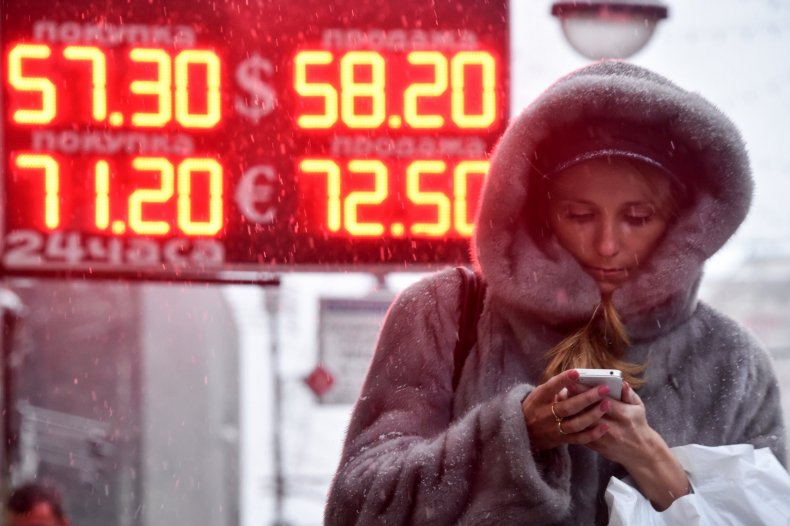 Russian ruble value falls