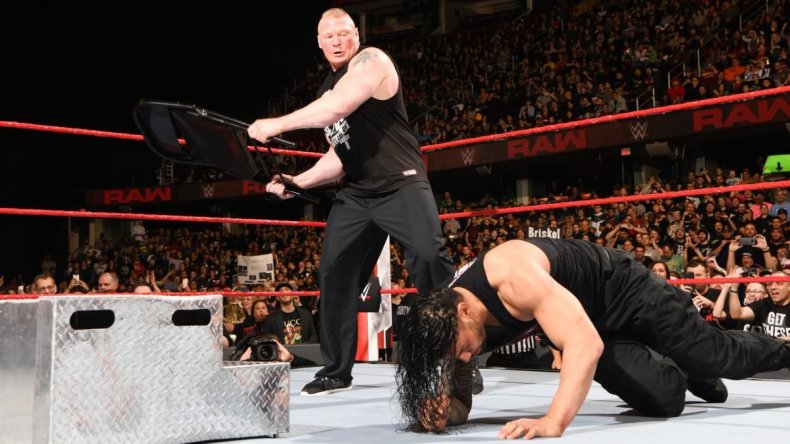 brock lesnar roman reigns chair