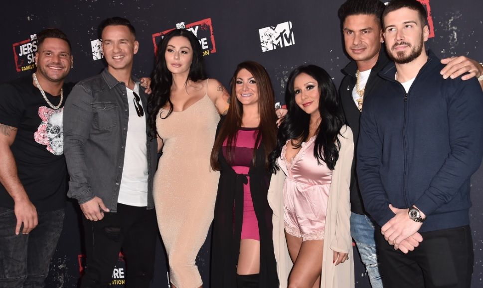 ...Nicole Polizzi, Pauly DelVecchio and Vinny Guadagnino are pictured at th...