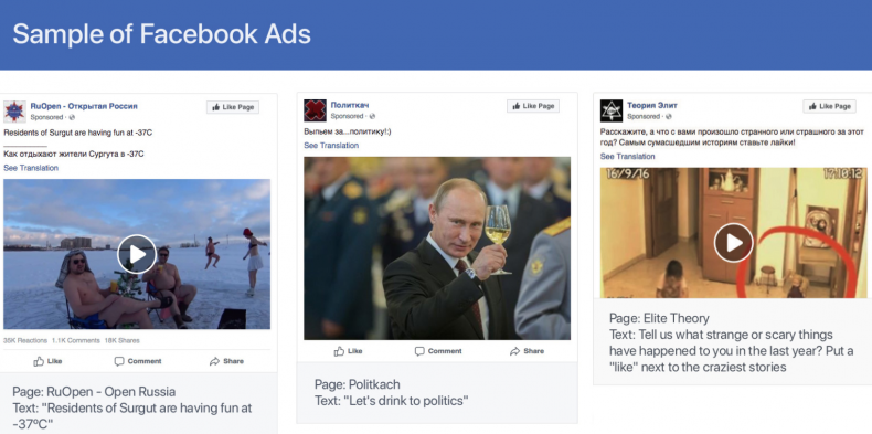 Sample of Facebook Ads
