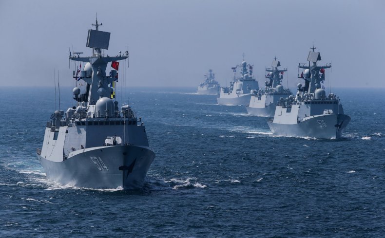 Chinese and Russian warships conduct drills