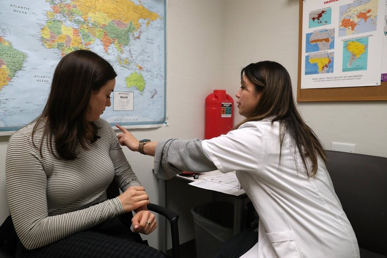 patient getting flu shot