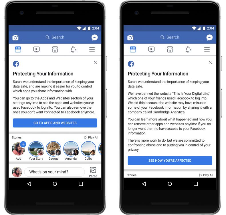 Facebook alerts