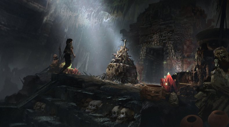 lara explores a tomb in shadow of the tomb raider