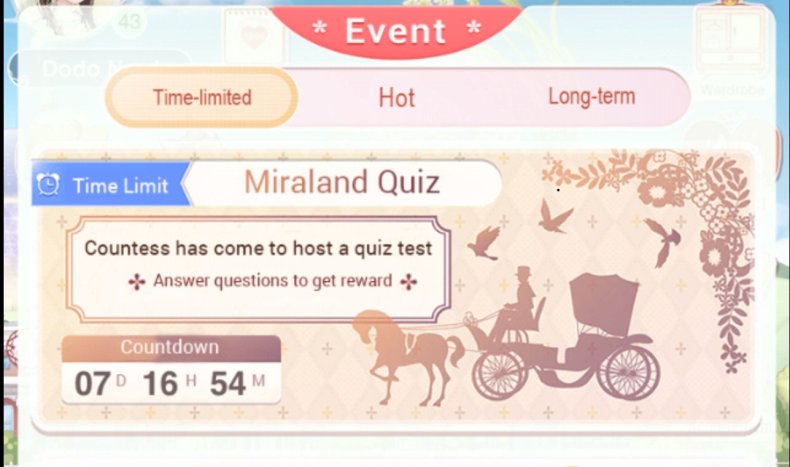Love, nikki, miraland, quiz, event, guide answers, nidhogg, feather, suits, help, tips, pavilion, ticket 