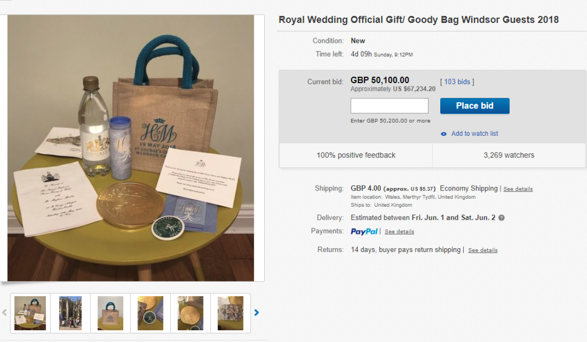 Royal wedding goodie bag