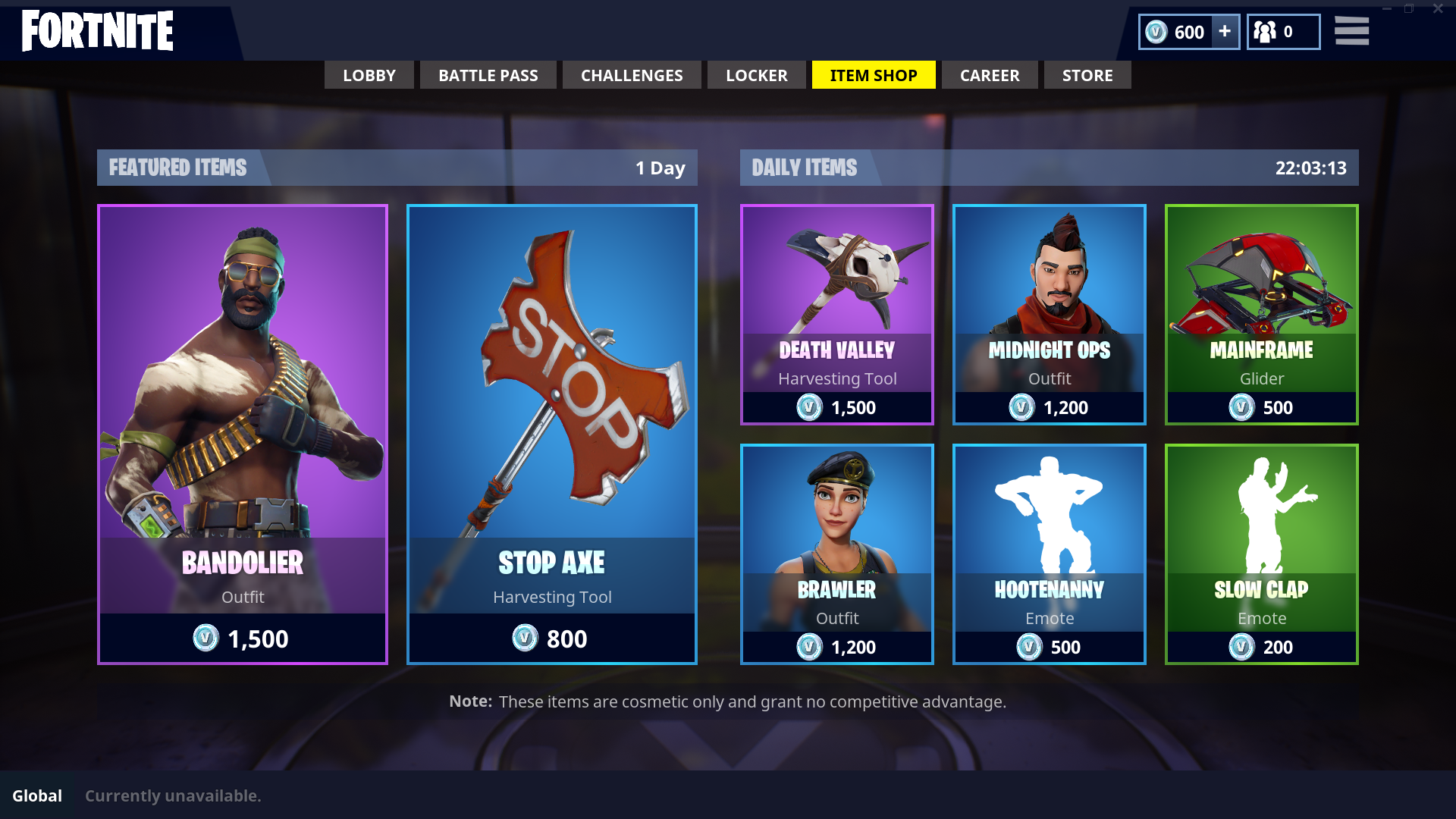 Fortnite' just added the Bandolier and Stop Axe to the Item Shop.