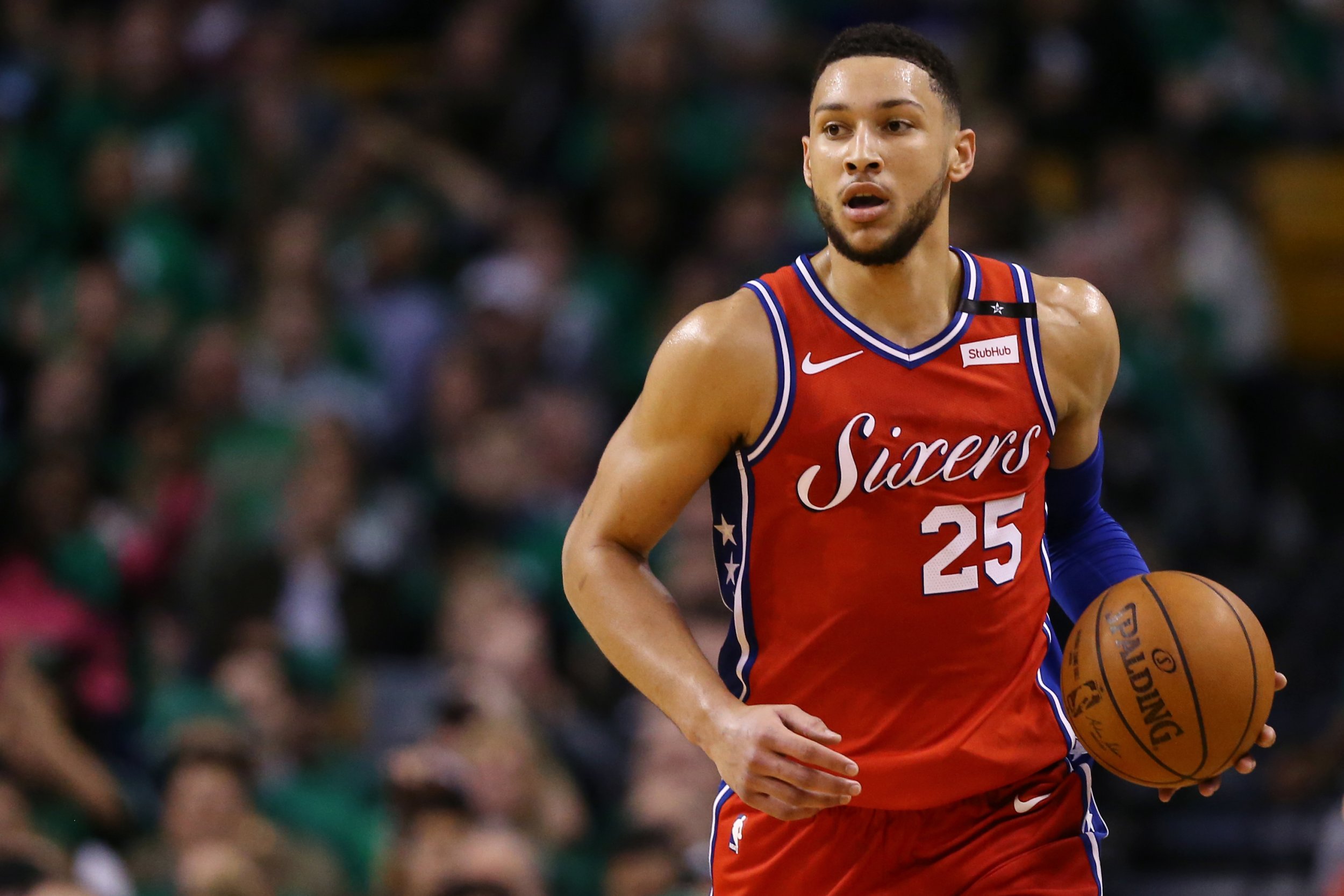 Download Ben Simmons Back Shot Red Jersey Wallpaper