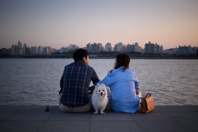 Couple with dog