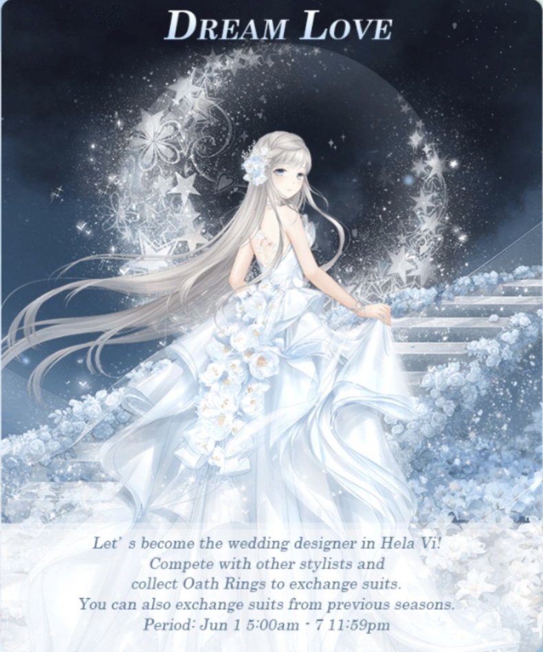 love, nikki, happiness, event, guide, tips, wedding, dream, love, suits, stage, battles, mori, girl, best, outfit, dream, wedding, farewell boudoir, oath rings, cost, hall of oath