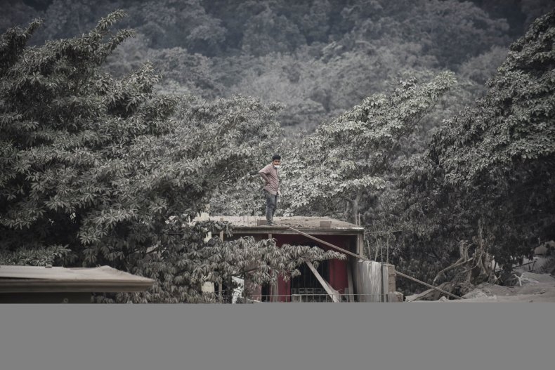 fuego volcano red house