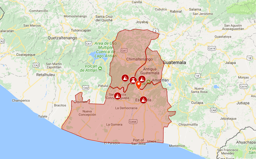 Guatemala Volcano Eruption Map Rescuers Continue Search
