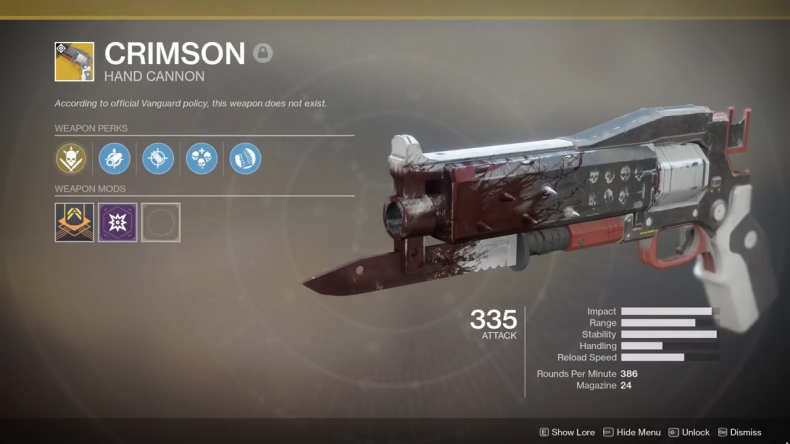 Destiny 2 Crimson hand cannon