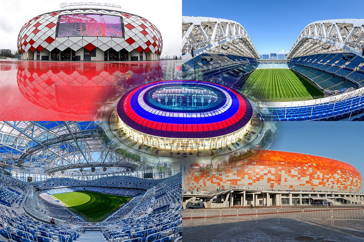 Строительство стадионы россии. Россия 2018 стадионы.