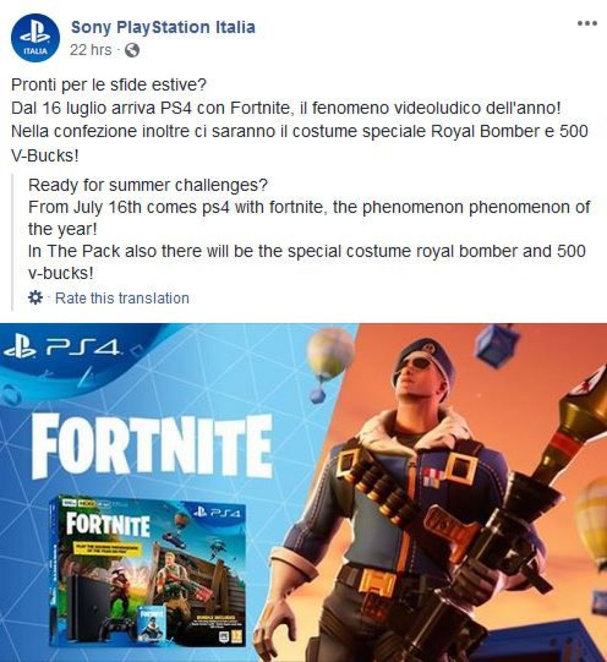 Fortnite' PS4 Bundle Leaks - Includes 500 V-Bucks & Royale Bomber Skin