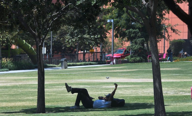 sitting in shade